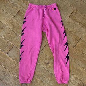Pink AV Jogger Pants with Black Zigzag Design